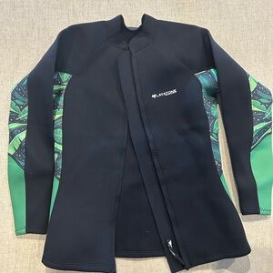 Women's Black and Green Swim Jacket
